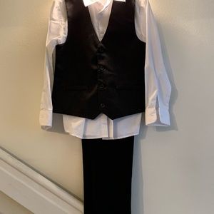 Boys Black 3pc Vest Shirt & Pants Suit